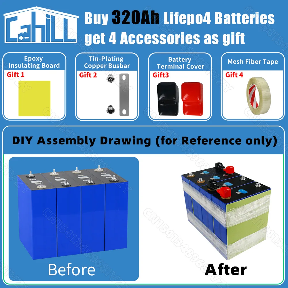 Grade A 8000 cycle 320Ah Lifepo4 Battery 3.2V Lithium iron phosphate Rechargeable Cell For DIY 12V 24V RV Solar Camping EU Stock image 3