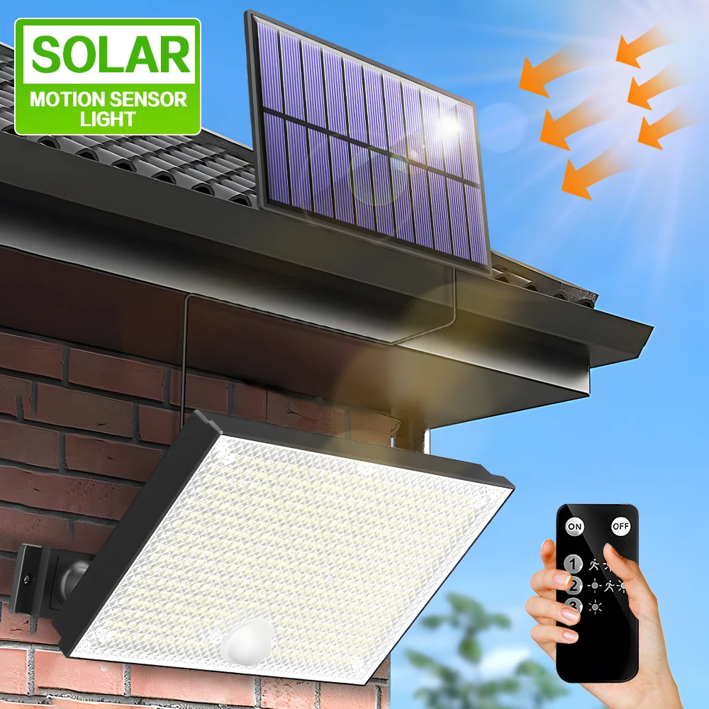 400LED Solar Motion Sensor Security Light 3 Modes Waterproof Solar Powered Outdoor Wall Light Energy-Saving Flood Light Garden