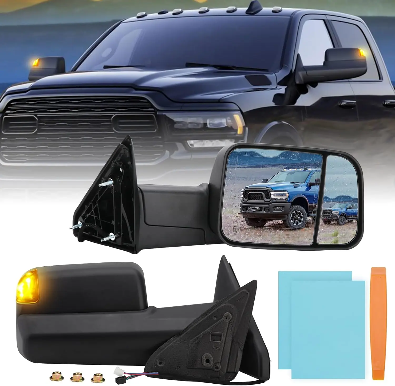 

Driver Side Towing Application, Glass Material, Black Color, with Power Glass, Heated, Turn Signal Light and Puddle Lamp
