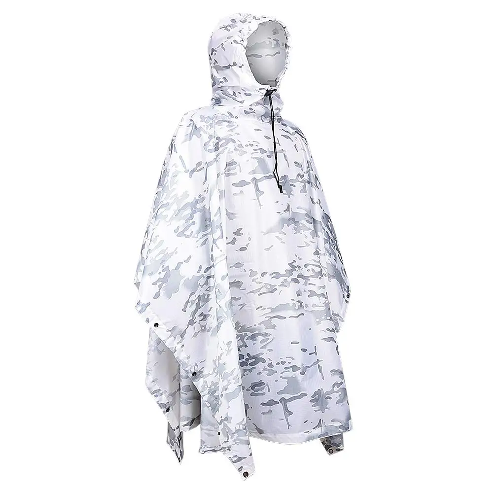 

Camouflage Tactical Snow White Poncho Water Winter Hunting Tourist Raincoat Women Waterproof for Rain Cape Cover Clothing