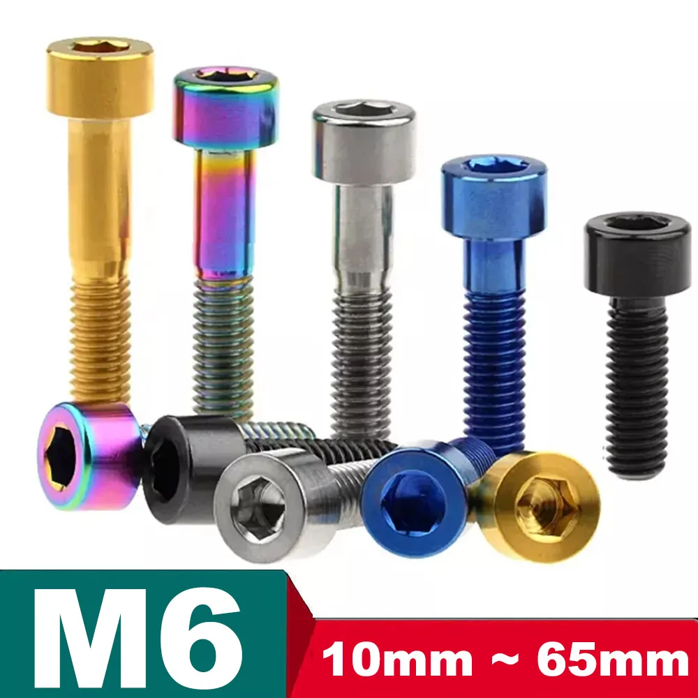 

Tgou 1PCS Titanium Bolt M6x10 ~ 65mm Allen Key Head Ti Screws for Bicycle Motorcycle Car
