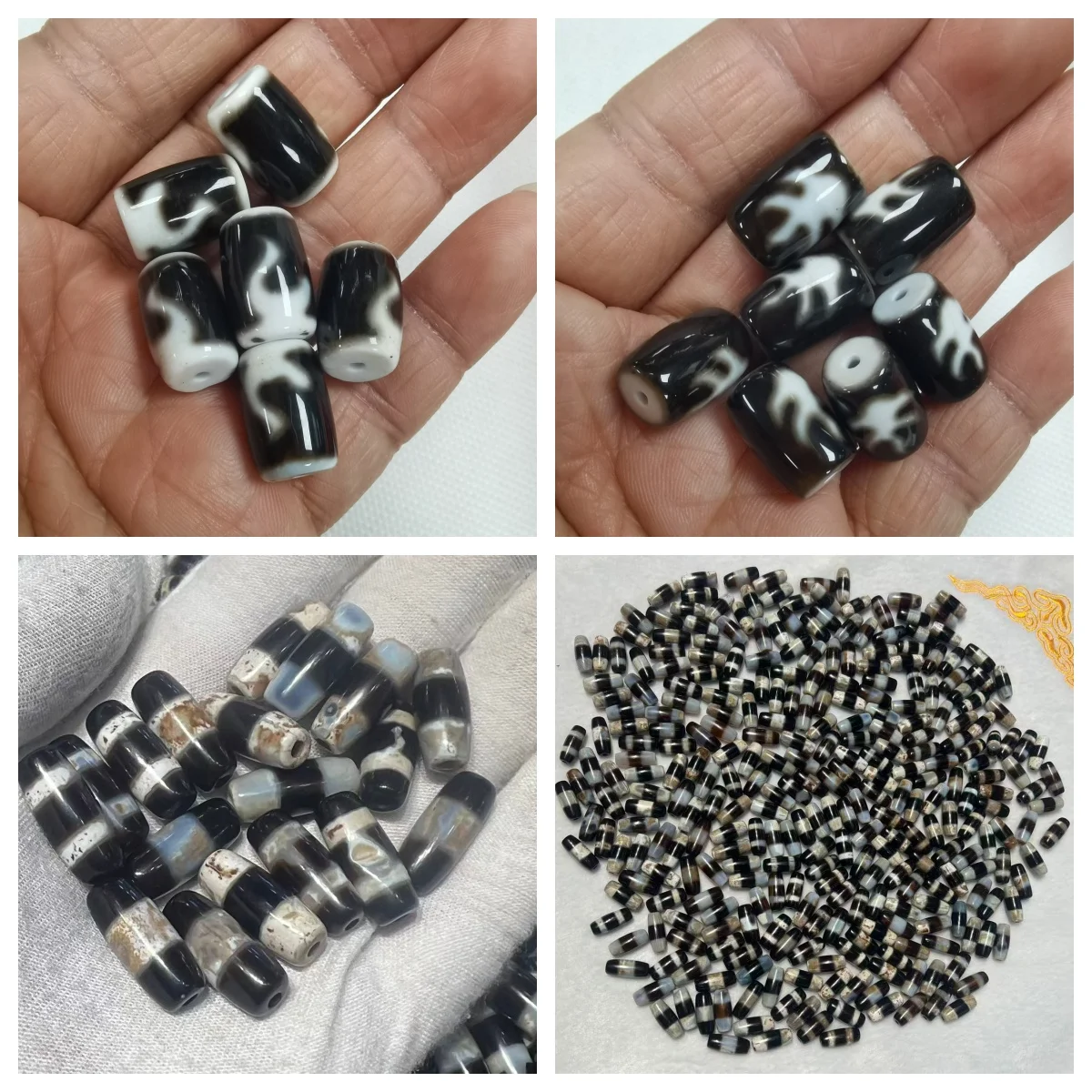 

100 шт. глянцевые черные, белые бусины в форме бочонка, теленка Дзи, тайваньское мастерство, свободные бусины, оптовая продажа, браслеты «сделай сам», ожерелья