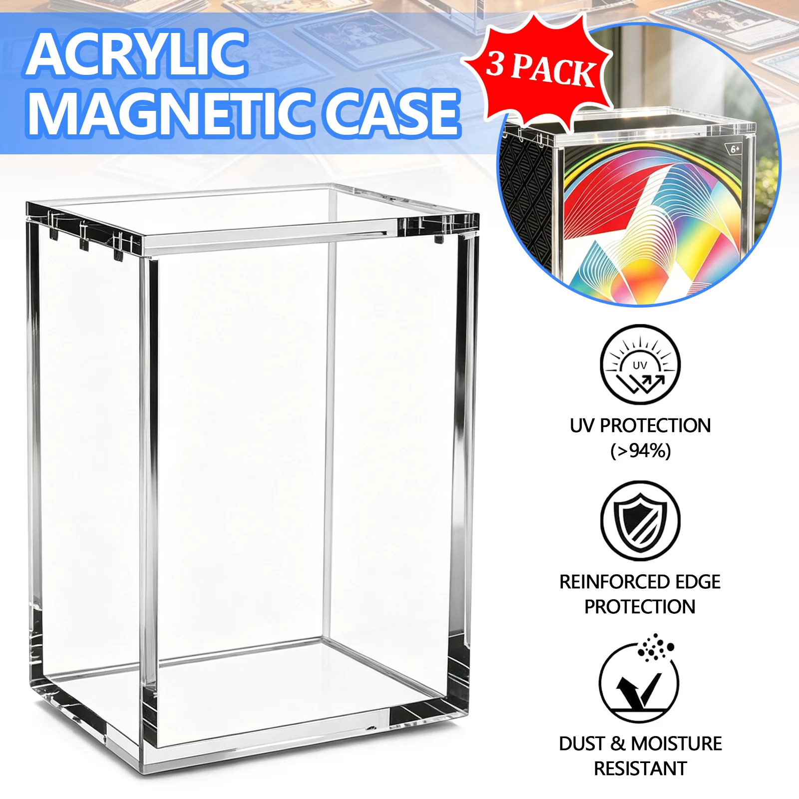 

Acrylic Display Case For Japanese Small Booster Box 5MM Thick Clear Display Box for Collectibles(Internla: 7.9x5.7x13cm)