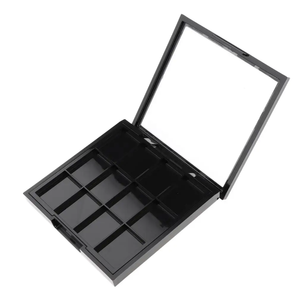 Empty Eyeshadow Loose Makeup Palettes with 12 Grids, Black Color