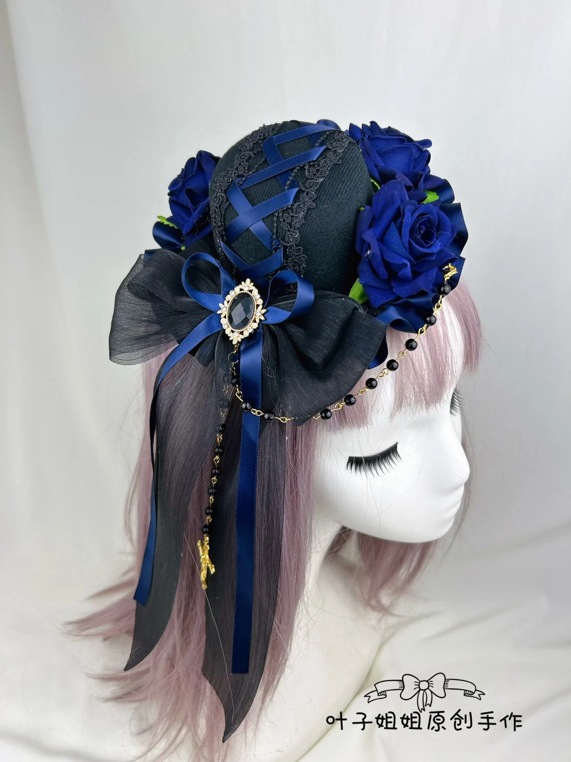 Lolita Top Hat Hair Accessories Lolita Gothic Dark Style Rose Retro Court Gorgeous Hat Barrettes