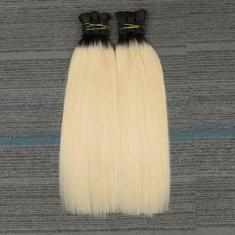 Extensiones de cabello humano trenzado, mechones de cabello Natural, Color rubio, vietnamita, negro, Loiro, 613