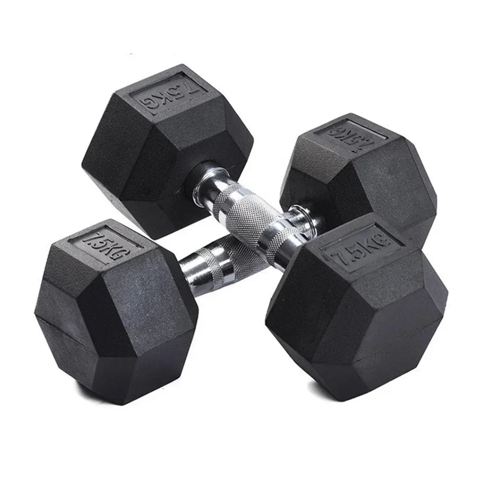 

Gym Fitness 12.5 Kg Black Rubber Dumbbells Hexagonal Dumbbell Set For Weight Physical Training