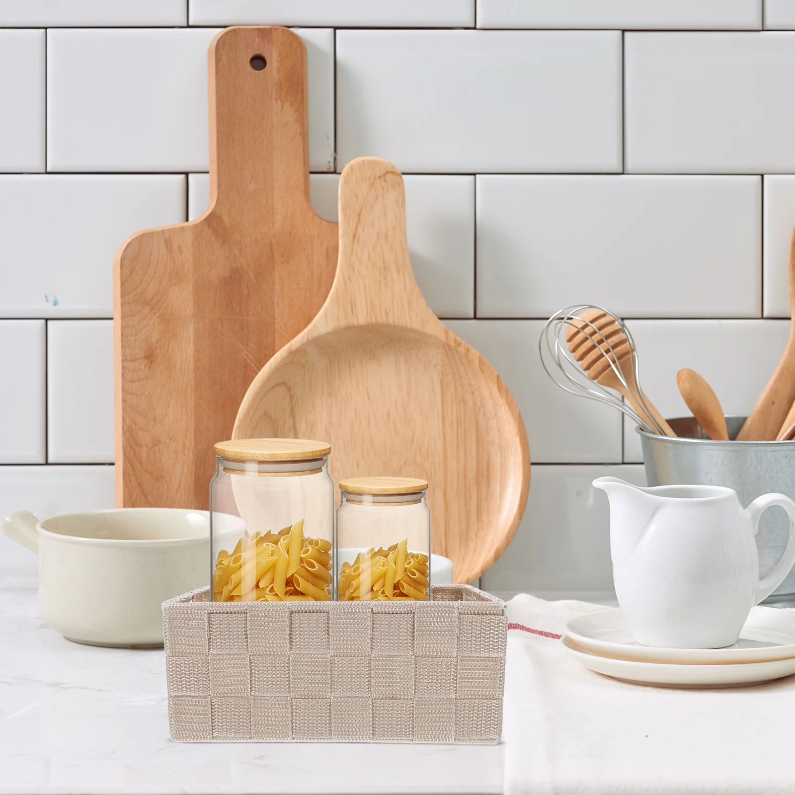

Woven Storage Baskets for ganizing Bathrooms Shelves Workspace Beige Color Multifunctional Solution Durable Material Versatile