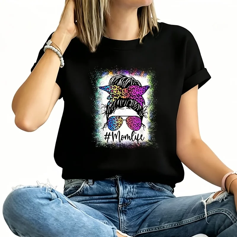 Mom Life Bleached Women's Plus Size T-Shirt 100% Cotton 220g