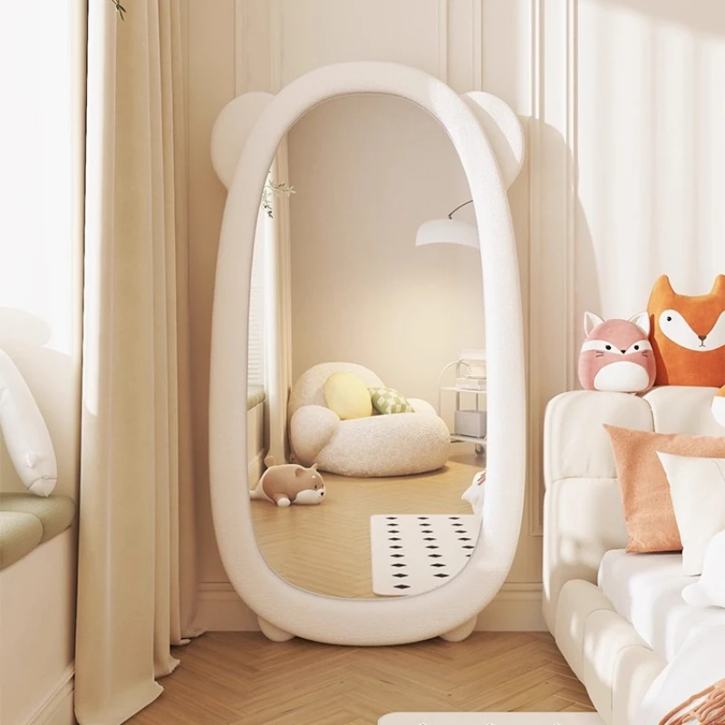 Cream style full-length dressing mirror Cute high-end interior minimalist large mirror Nordic elegant rétroviseurs de plancher