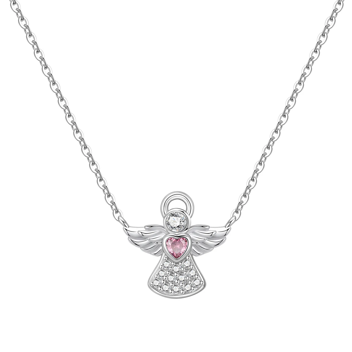 925 Sterling Silver Guardian Angel Necklace Religious Symbol Original Design Fine Jewelry Birthday Holiday Gifts For Women