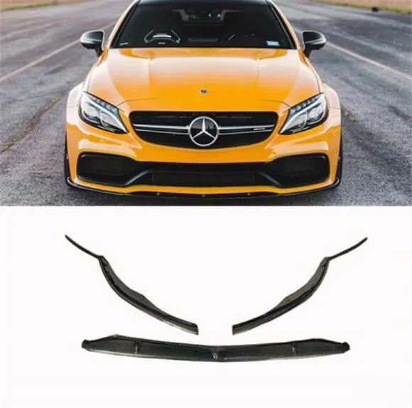 Real Carbon Fiber Car Front Bumper Splitter Lip Spoiler For Mercedes-Benz W205 C63 Coupe 2Door 2015 2016 2017 2018