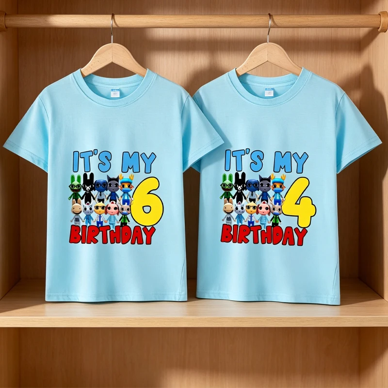 Animal Hospital Summer Short T Shirt Girl Boy T-Shirts Cartoon Anime Toddler Tees Tops Summer Kids Clothes Kid Birthday Gift