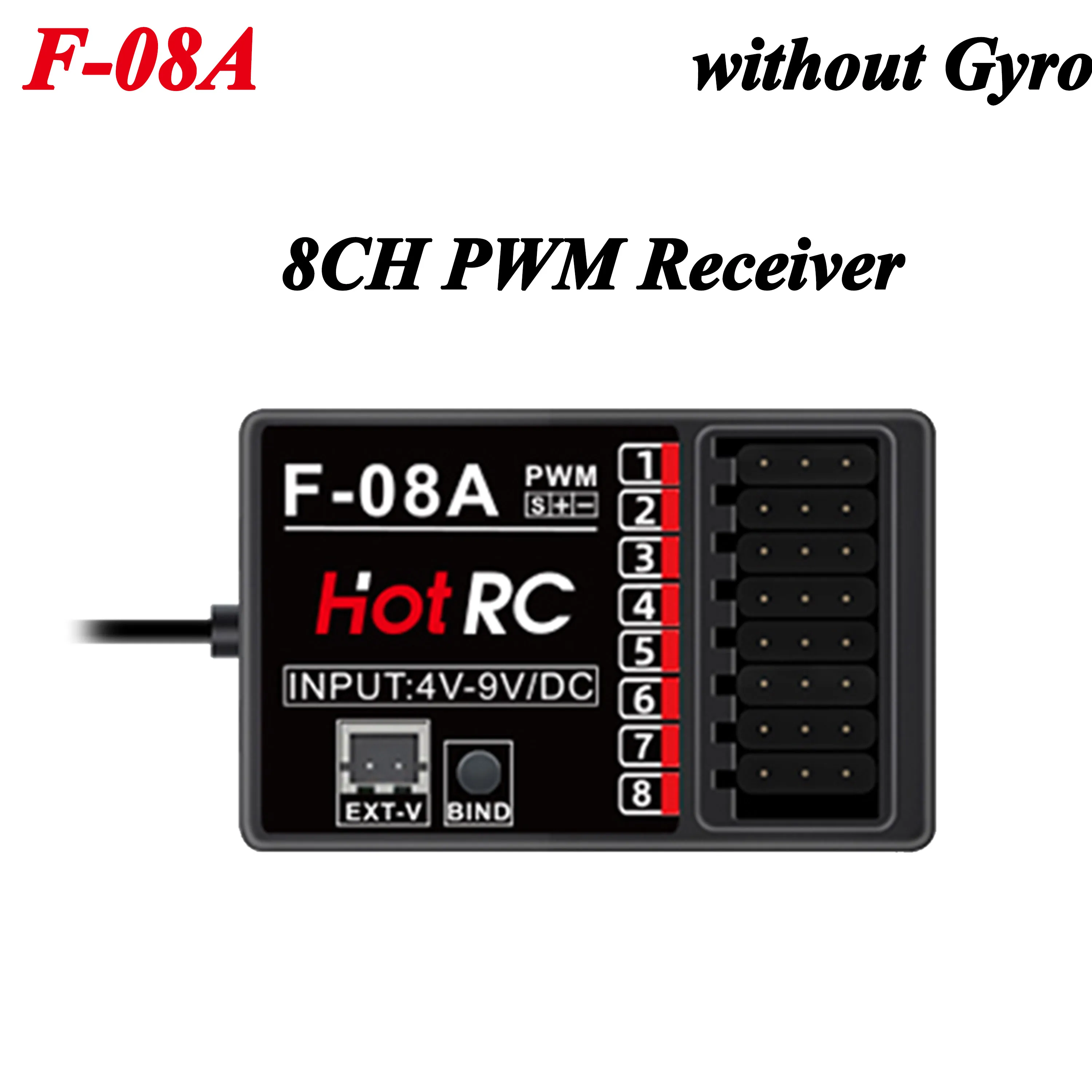 HOTRC-receptor multiusos para Dron, dispositivo de 2,4 Ghz, 8 canales, función de Control mixto, F-08A, para HotRC HT8A