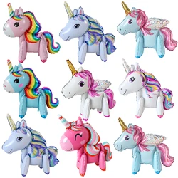 Cartoon 3D Rainbow Gradient Unicorn Foil Balloons Kids Girl's Birthday Party Gift Decorations Baby Shower Toys Globos Supplies
