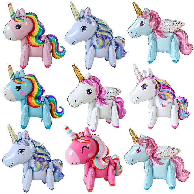 Cartoon 3D Rainbow Gradient Unicorn Balony foliowe dla dzieci Dziewczynka Urodziny Party Prezent Dekoracje Baby Shower Zabawki Globos Supplies