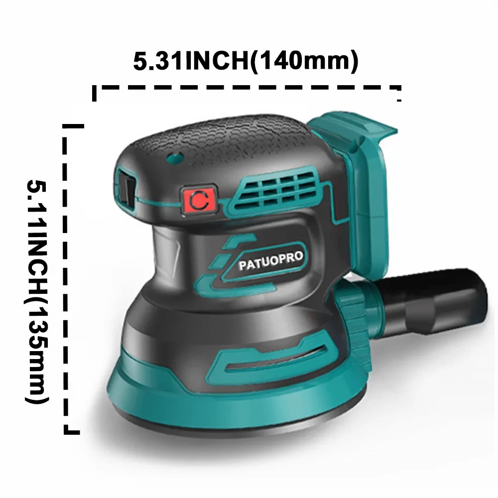 PATUOPRO 125mm Brushless Random Orbital Electric Sander 3-Speed Wood Polisher Grinding Sanding Machine For Makita 18V Battery