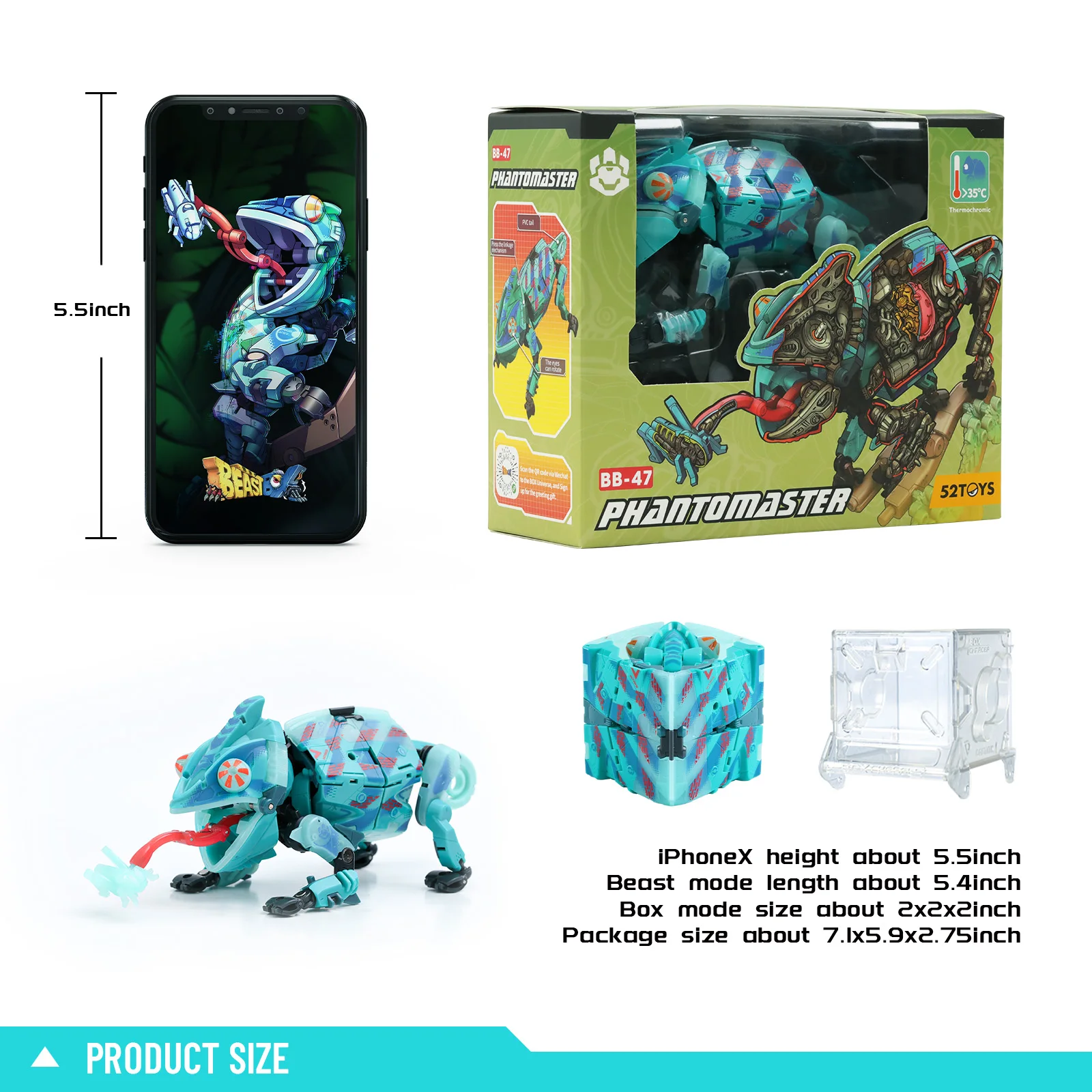 Beastbox-figura DE ACCIÓN DE BB-47, deformación PHANTOMASTER, juguete de conversión en Mecha y cubo, regalo perfecto, 52 unidades