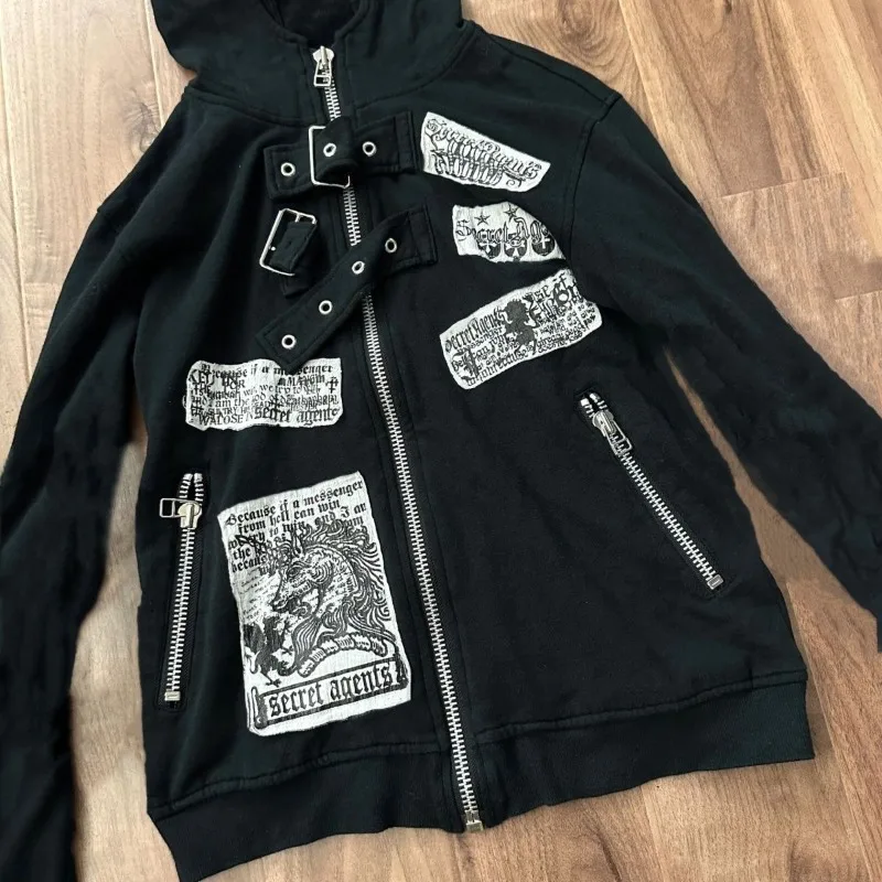 Women's Autumn Tops Coat Spring Sweatshirt Hooded Zipper Retro Street Style Skinny Loose Casual Simple Advanced Design Fashion