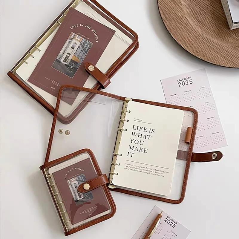 A5/A7 Korean transparent loose-leaf Notebook Travel business planner Notepad Binder Journal Planner Carry around Office Diary