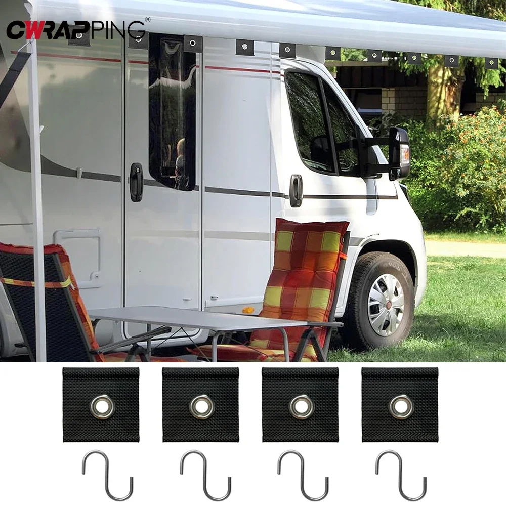 

4pcs Car Awning Piping Rail Eyelet Awning Installation Tool Canopy Piping Band Camping Hook Rack Awning Rail Stopper for Car RV