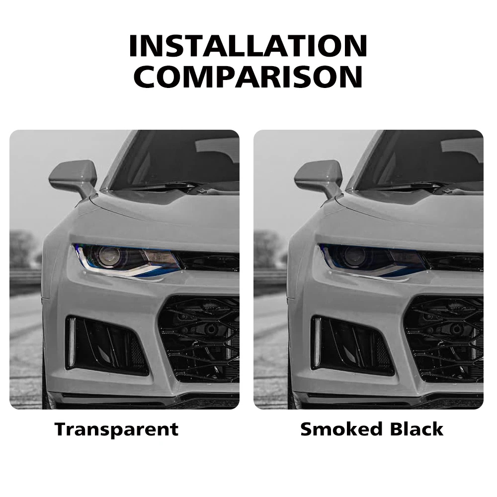 TPU-Scheinwerferschutzfolie für Chevrolet Camaro 2019-2024 Rauchschwarz Hochglanz Vorgeschnittene PPF Anti-Kratz-Vinylfolie