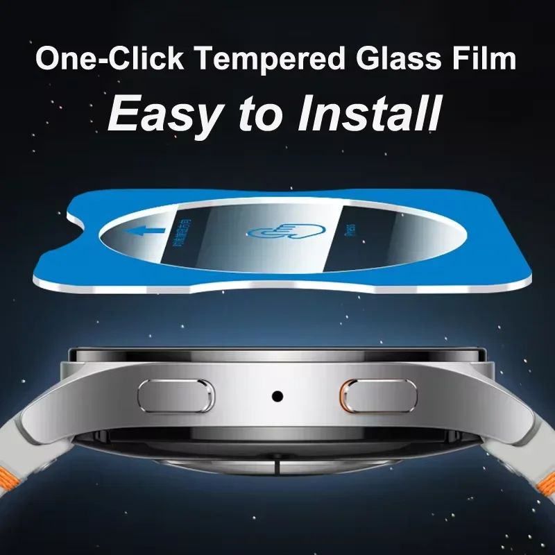 Película de Vidrio Templado Pegado Rápido para Samsung Galaxy Watch 8/7/6/5/4 40mm 44mm Ultra 47mm Película Protectora de Pantalla Watch 8 Classic 4
