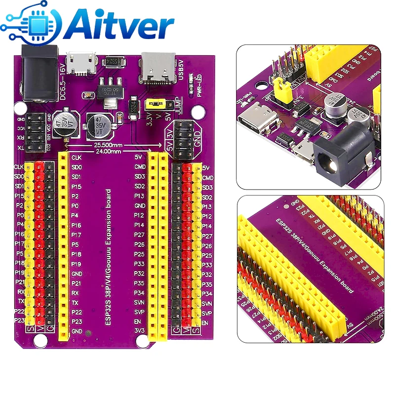 ESP32 38PIN Expansion Board GPIO Breakout Module Compatible with ESP32 DevKitC and ESP WROOM 32