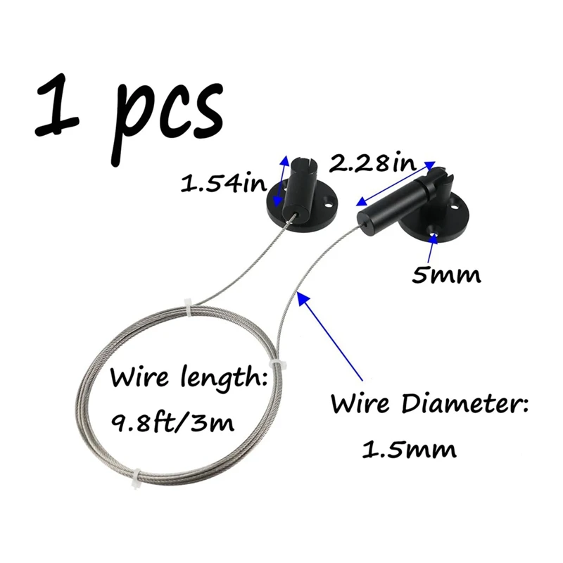 1.5Mmx9.8Ft Adjustable Hanging Wires Kit,Heavy Duty Picture Hanging Hardware,Aluminium Alloy Suspension Cable