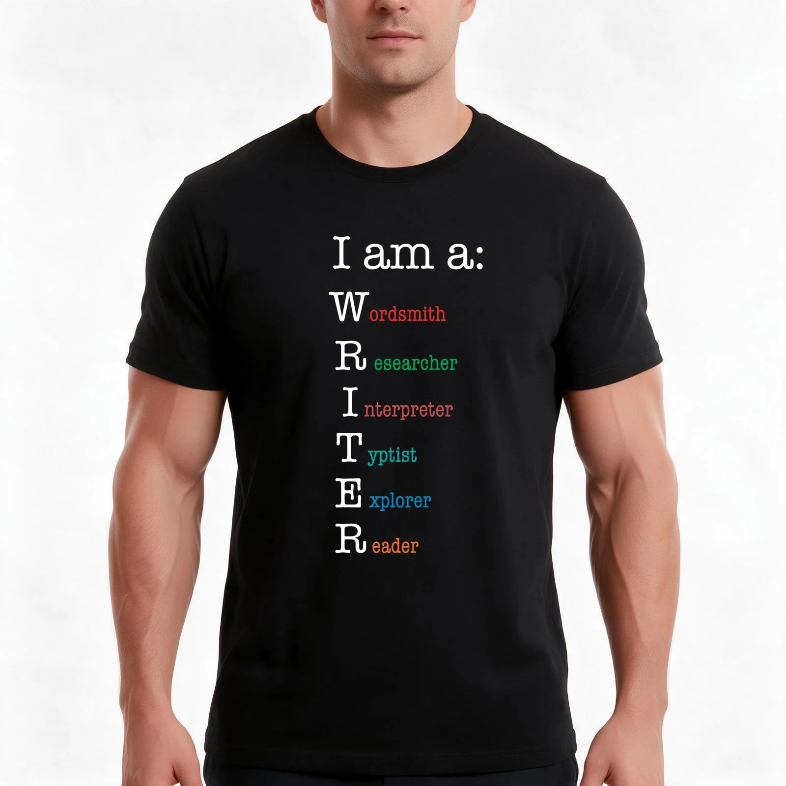 I am a Writer T-Shirt, Summer Casual Cotton Tee, Oversized Streetwear Tops, Vintage Graphic Print, Loose Fit Short Sleeve