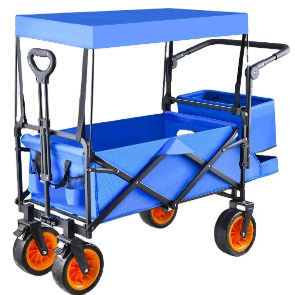 

137KG/68KG Loading Aluminum Hand Truck Foldable Wagon Cart With Foldable Basket / Collapsible Camping Wagon