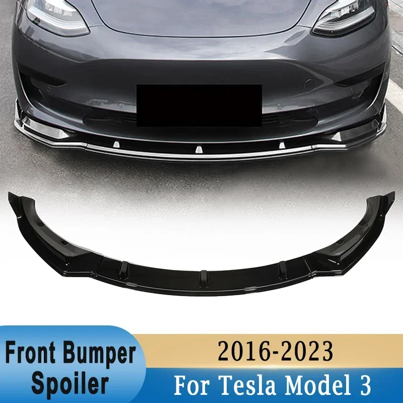 

Front Bumper Lip Spoiler For Tesla Model 3 2016 -2023 Highland 2024 Lower Bumper Splitters Exterior Car Modification Styling Kit