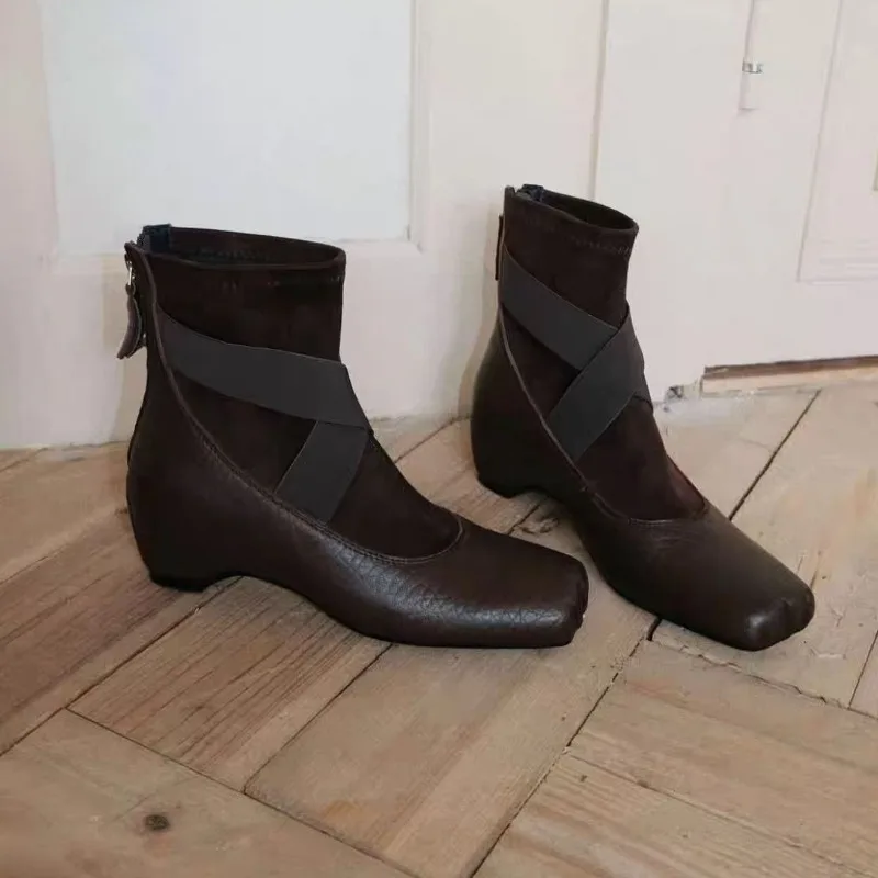 

Elegant Women Boots Square Toe Heeled Shoes Dress Party New 2025 Designer Woman Chelsea Boots Leather Chunky Botas Mujer Zapatos