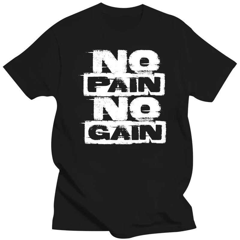 Men Summer Looses Kawaii No Pain No Gain Fitness Studio Body Building Motivation T Shirt Funny New Brand T Shirt