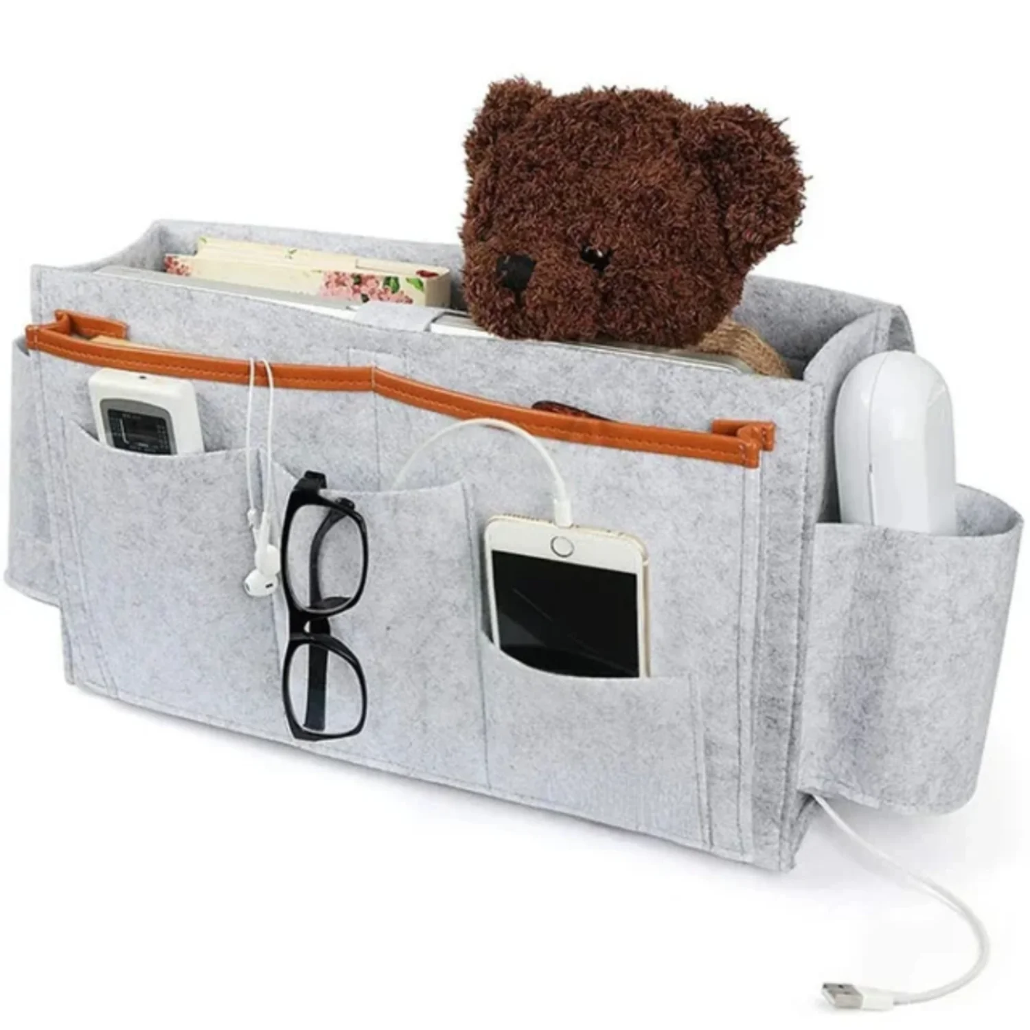 

Felt Bedside Organizer Bed Organizer Pocket Desktop Living Room Travel Orgainzers Bedroom Hanging Toy Basket