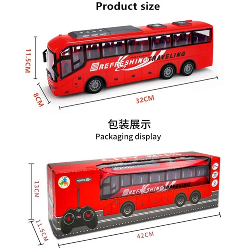 Electric Remote Control 4 Channel 2.4G Bus City Express High Speed One Key Start Function Bus with Realistic Sound And Light