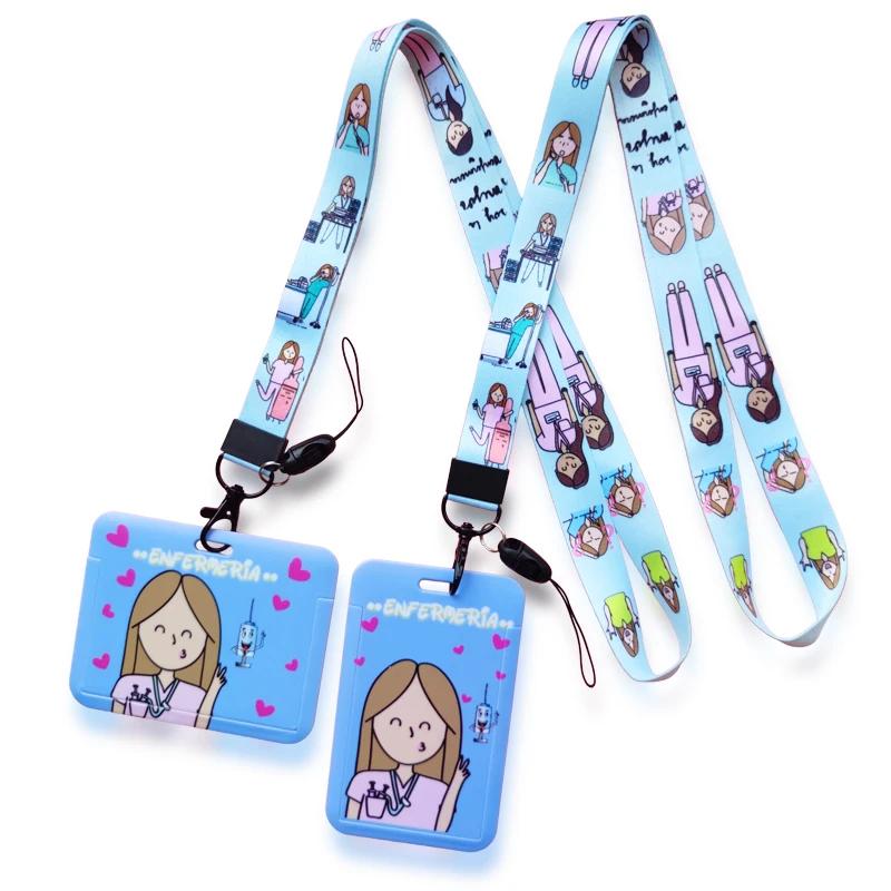 Hospital Nurse Blue Card Holder Lanyard Doctor Neck Strap Credit Card Case ID Badge Holders Credentials Retractable Clip yoyo