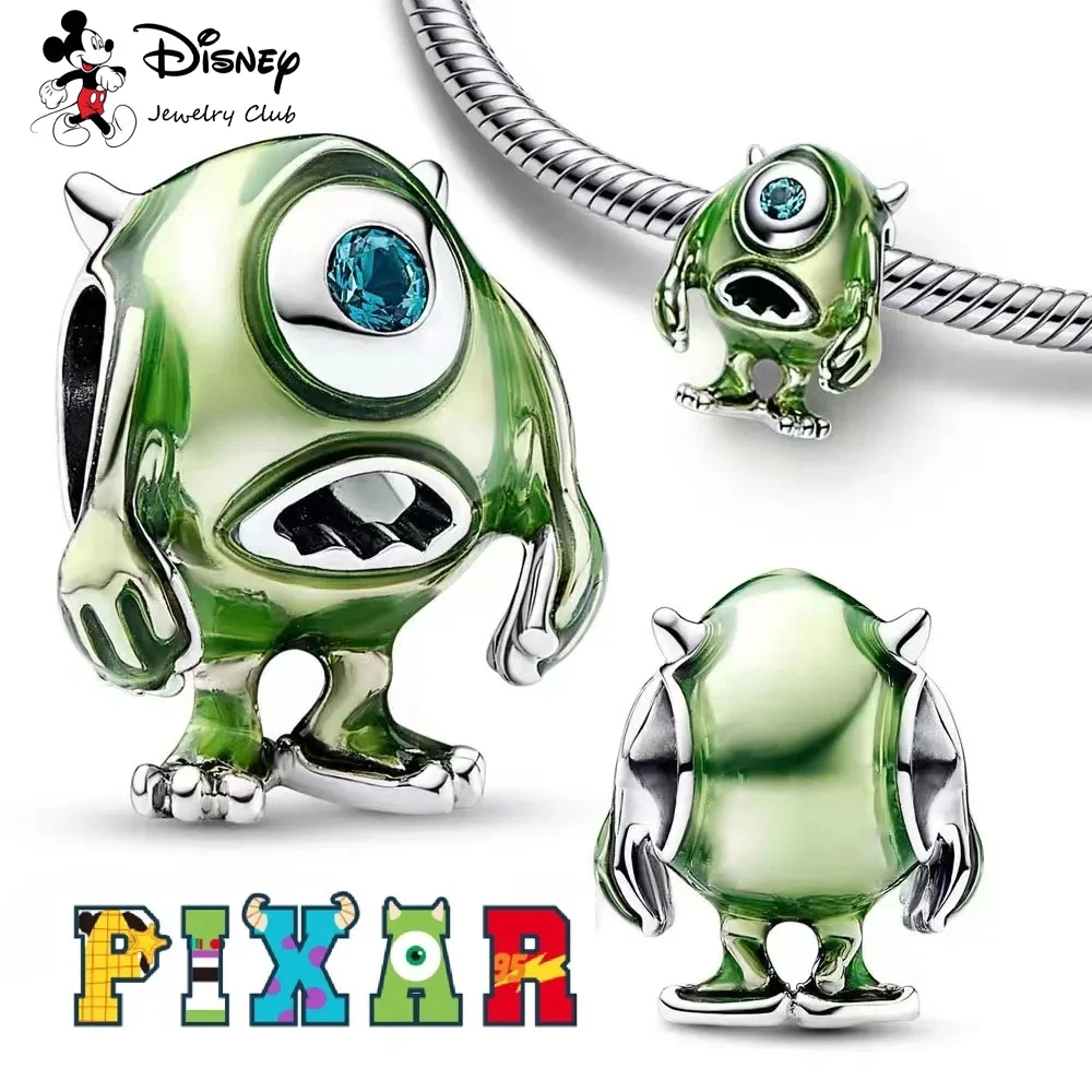 2025 nuevo Miniso Pixar Monsters University Mike Charms 925 Plata de Ley Original Charms Fit Pandent pulsera DIY para joyería