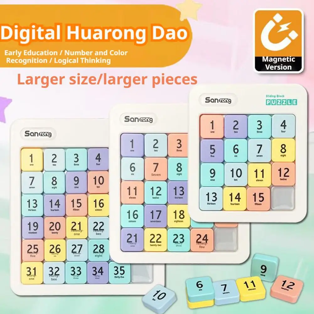 Magnetic Number Sliding Puzzle Game 3x3 4x4 5x5 Math Brain Teaser Block Kids Educational Logic Thinking Board Montessori Toy