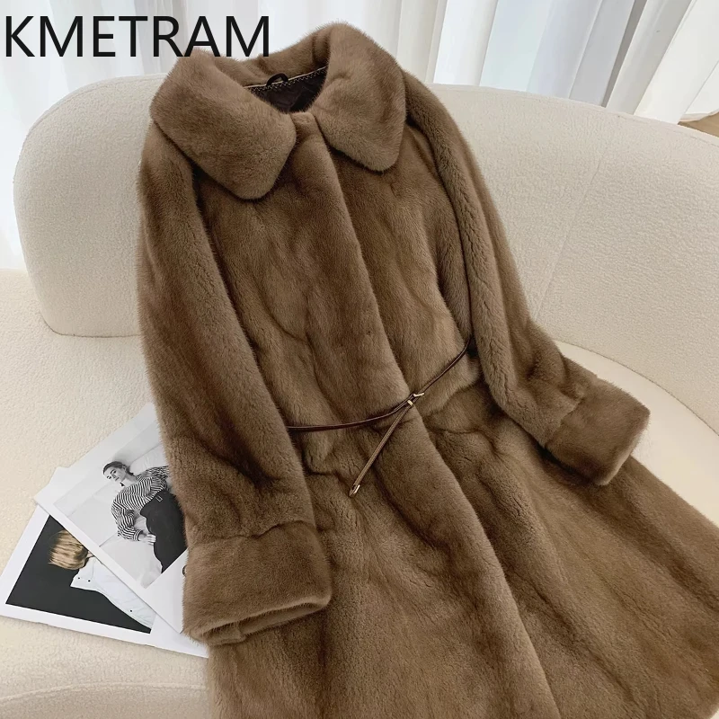 Natürliche Dänemark Nerz Pelz Jacke frauen Kleidung Luxus Lange Pelzmantel Frauen Hohe Qualität Jacken für Winter Fourrures Femmes 2024