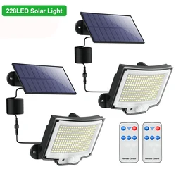 LED Solar Lights 228/328 Outdoor PIR Motion Sensor Wall Lamp IP65 Waterproof Street Light with Remote for Garden Lighting