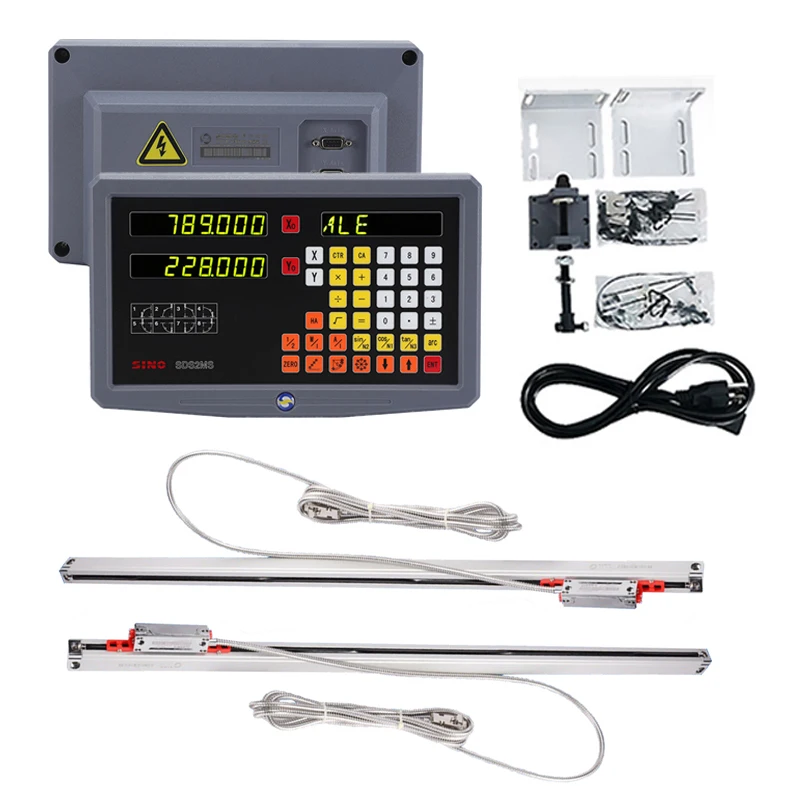 SINO SDS2MS 2 Axis Set Digital Readout DRO Kit and 2pcs KA300 KA500 Slim Ruler High Precision Linear Scale Optical Encoder Lathe