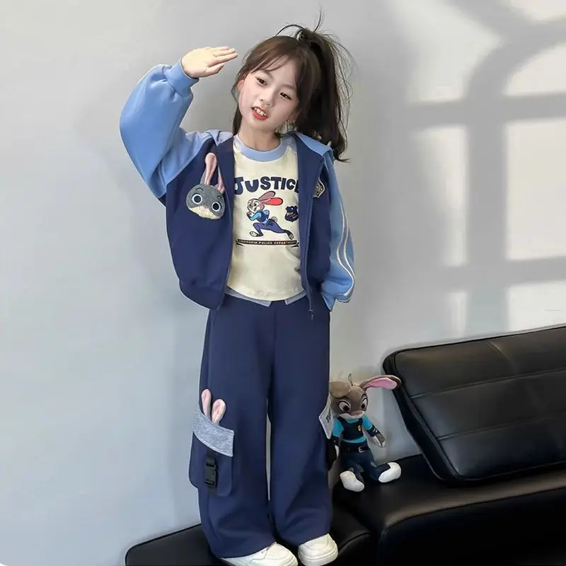 

Disney 2025 Girls Bunny Cop Hoodie Set - Spring/Fall Zip Jacket & Joggers