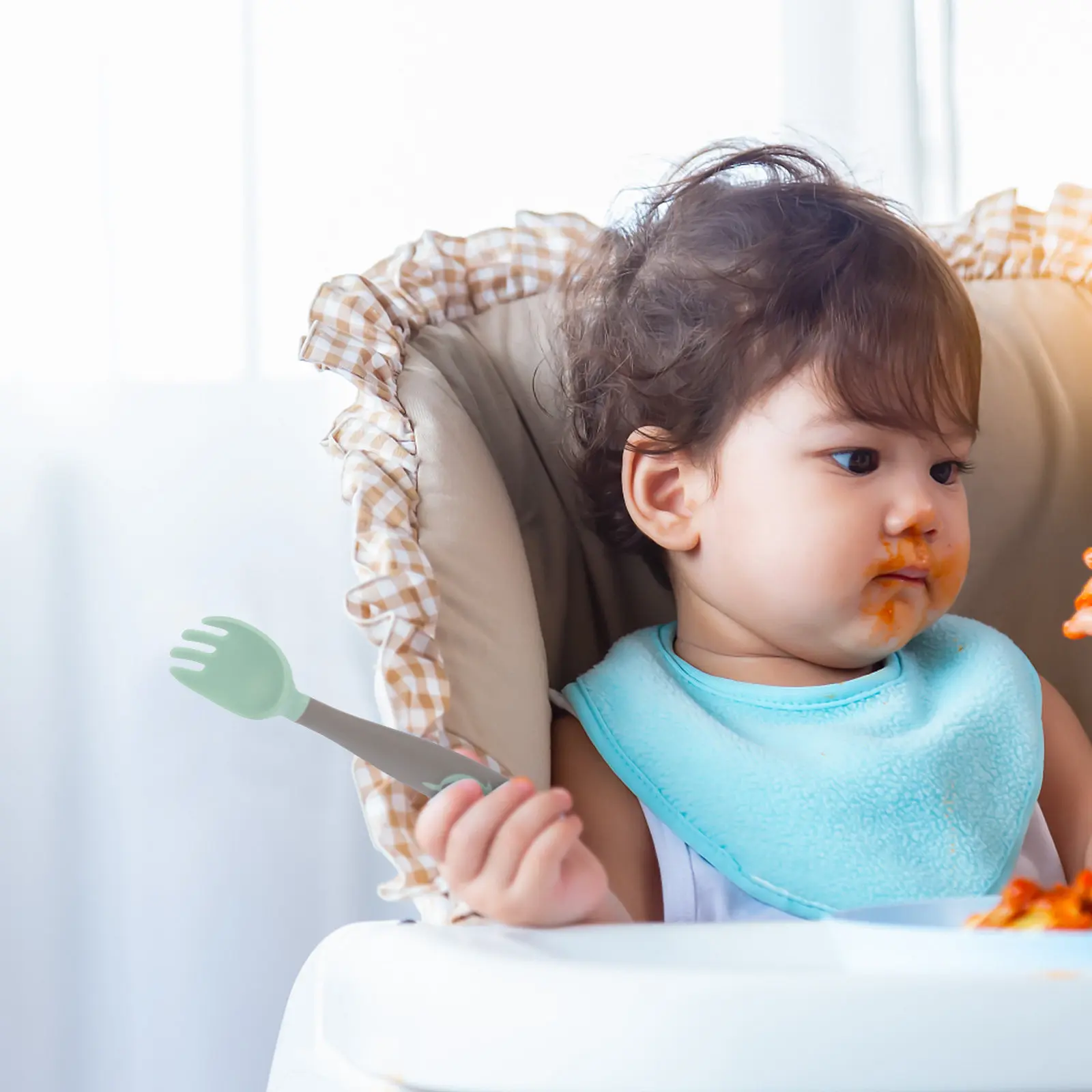 

Набор детских столовых приборов (вилка и ложка) из 1 комплекта: гибкие, безопасные и прочные, для обучения самостоятельному приему пищи