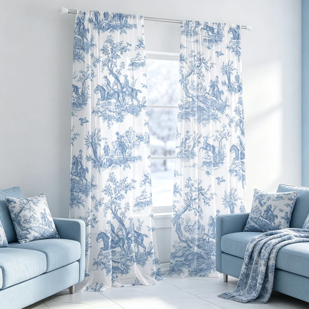 2 buah gorden tipis, motif vin - Curtain Rods ulasan dan harga