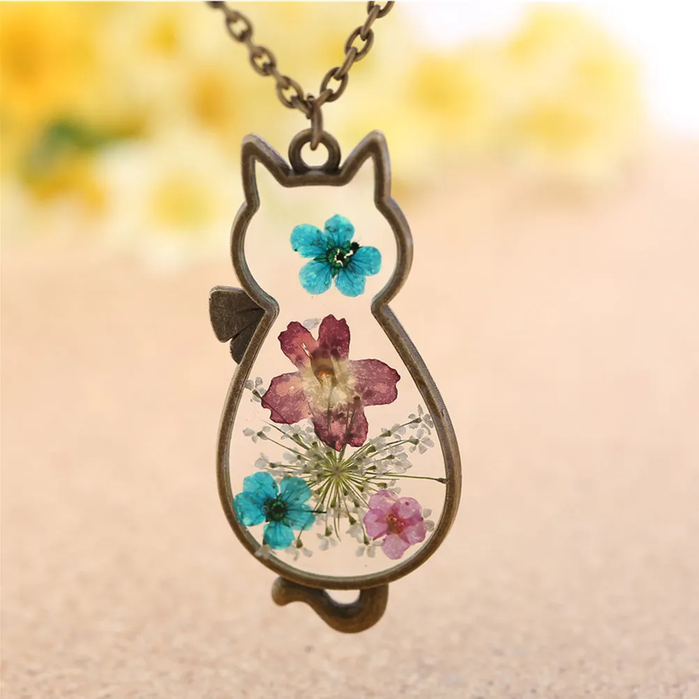 Preserved Flower Necklace Pressed Floral Pendant Delicate Clavicle Chain Women Natural Design Handmade Dried Flower Jewelry Gift