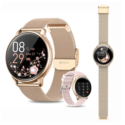 Reloj inteligente para mujer, reloj deportivo de 1,39" con monitor HR/BP/SpO2, seguimiento de ciclo femenino, resistente al agua IP67, para Android e IOS