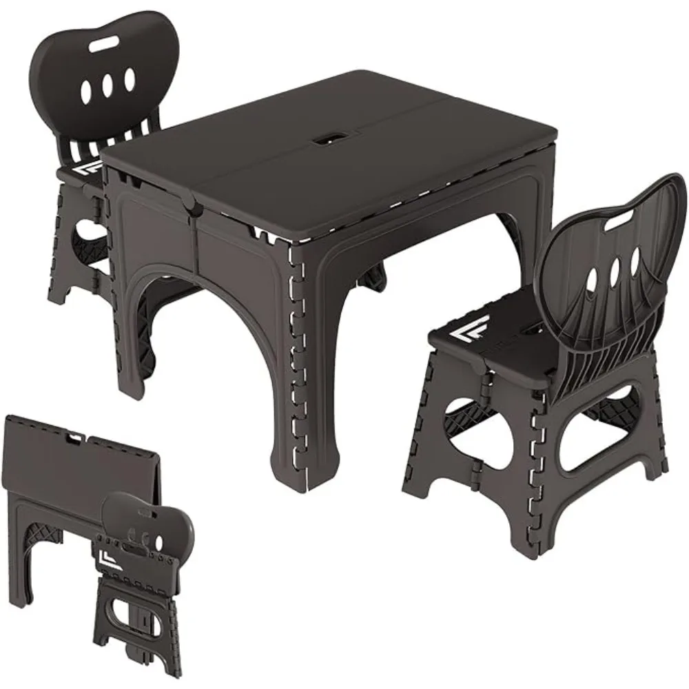 Kids Folding Table and Chairs Set, Kids Table & Chairs Foldable, Foldable Activity Table, Portable Picnic Table, Ideal or Indoor an