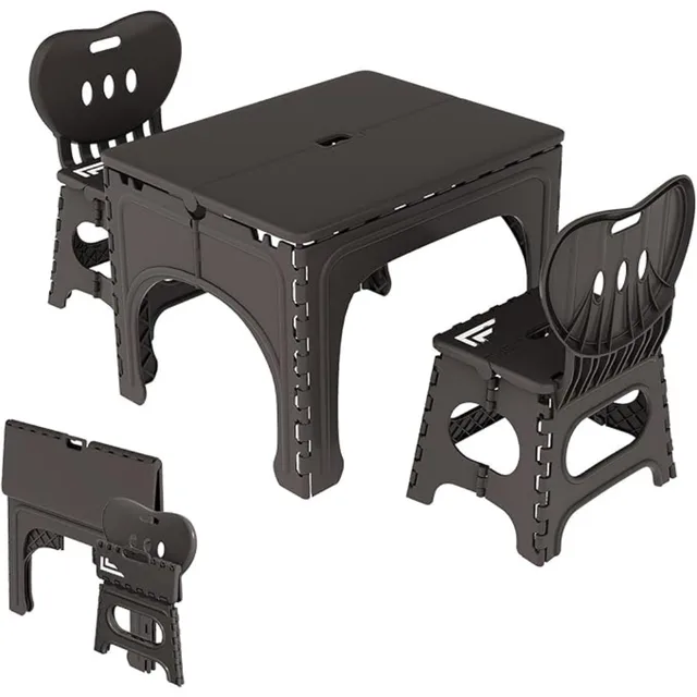 Kids Folding Table and Chairs Set, Kids Table & Chairs Foldable, Foldable Activity Table, Portable Picnic Table, Ideal or Indoor an
