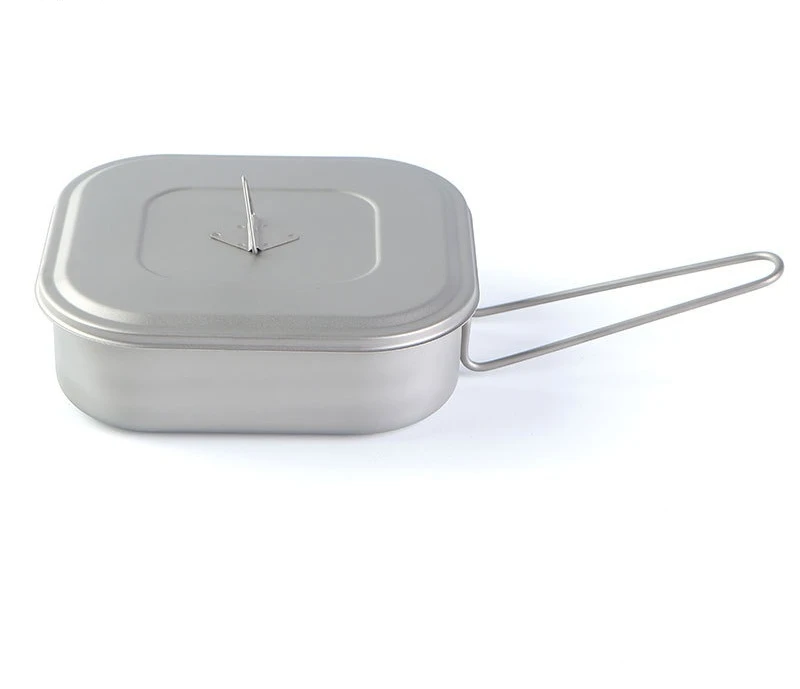 Outdoor portable, thickened pure titanium square lunch box 1000ML